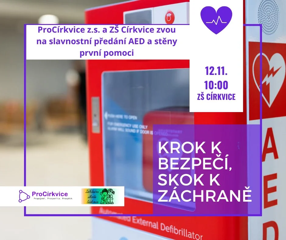 Veřejný defibrilátor AED v areálu ZŠ Církvice